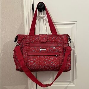 Kalencom Red Quilted Floral Baby Bag with Removable Strap